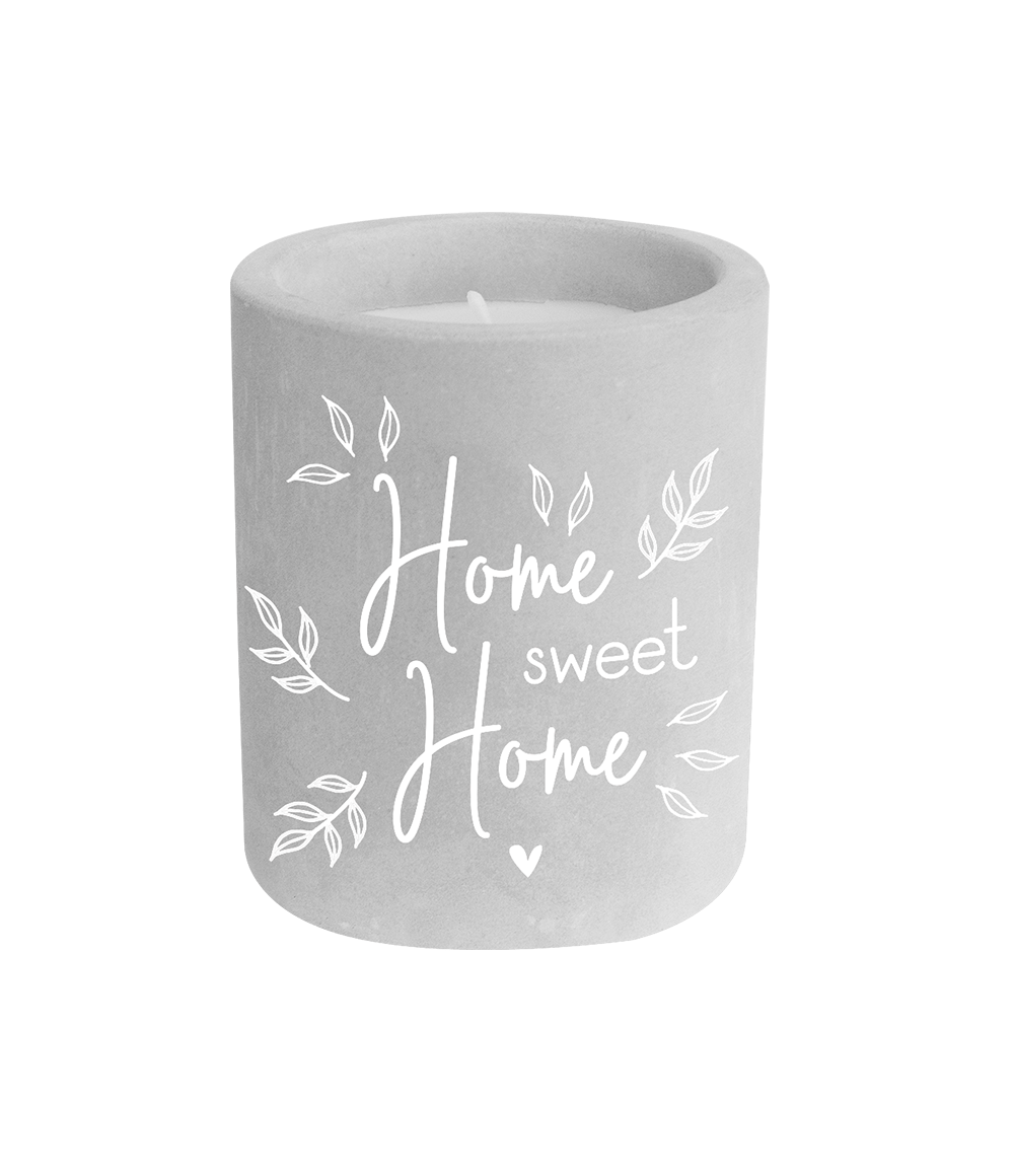 Grijze Cement Kaars Home Sweet Home 8cm
