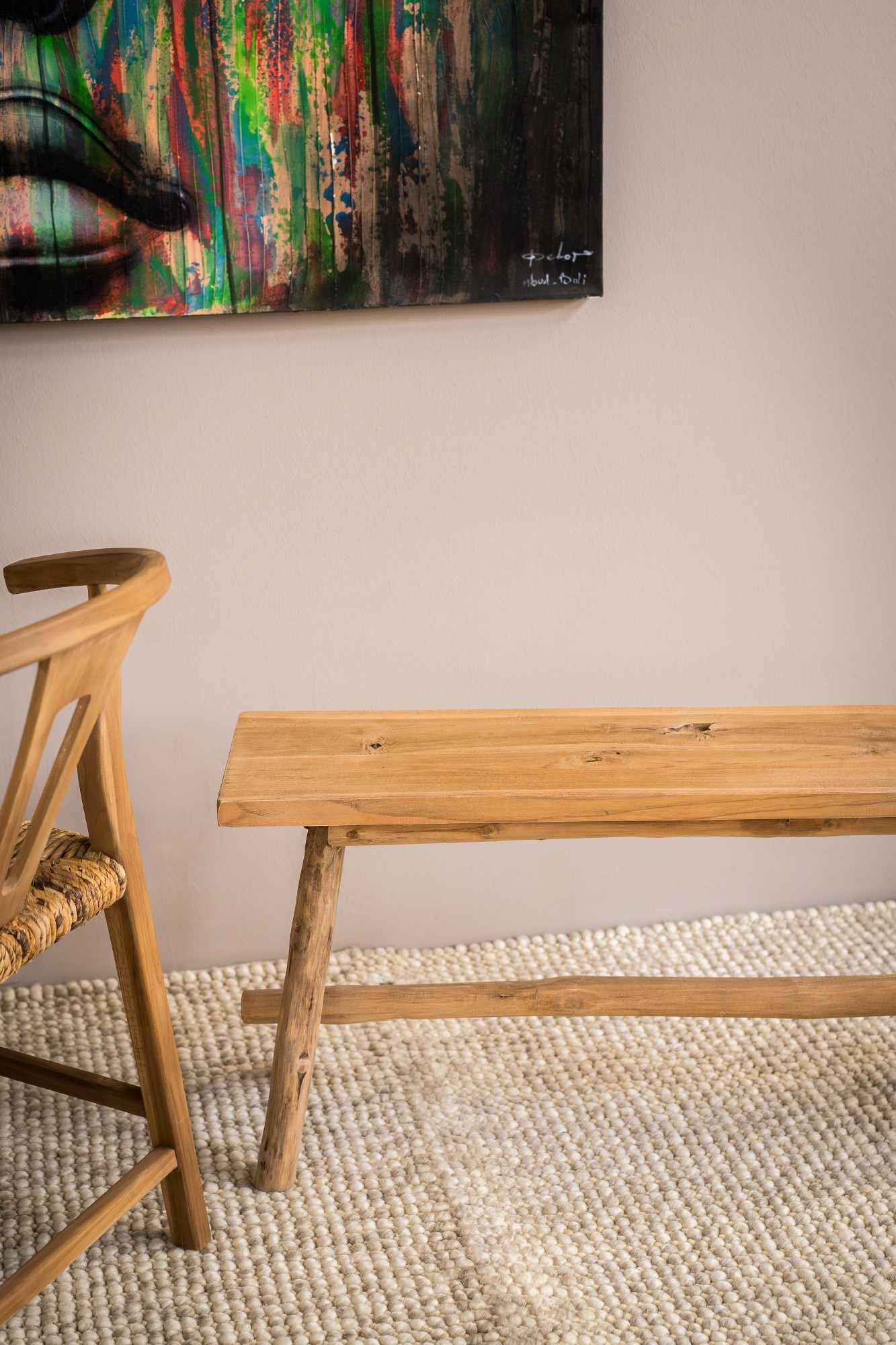 Bank 'Jalantibu' aus Teak, natur, B 90 cm, H 45cm, L 25 cm von fischer's lagerhaus