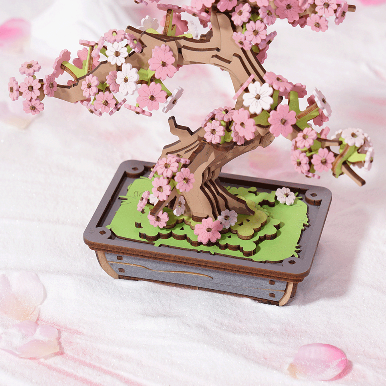 (263-tlg. Set) Rolife 3D Holz Puzzle DIY Modell Bausatz Home Deko Pflanze für Erwachsene (TG415) - Sakura Bonsai