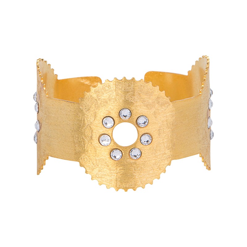 Bracelet ajustable en plaqué or orné de cristaux blanc - Bijou de créateur
