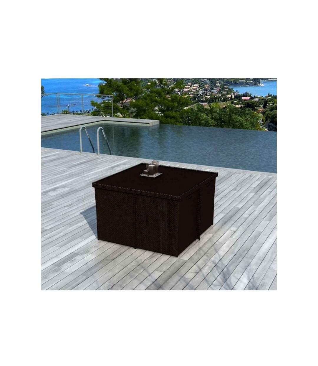 Paris Prix - Ensemble Table De Jardin 8 Places dolores 115cm Chocolat & écru