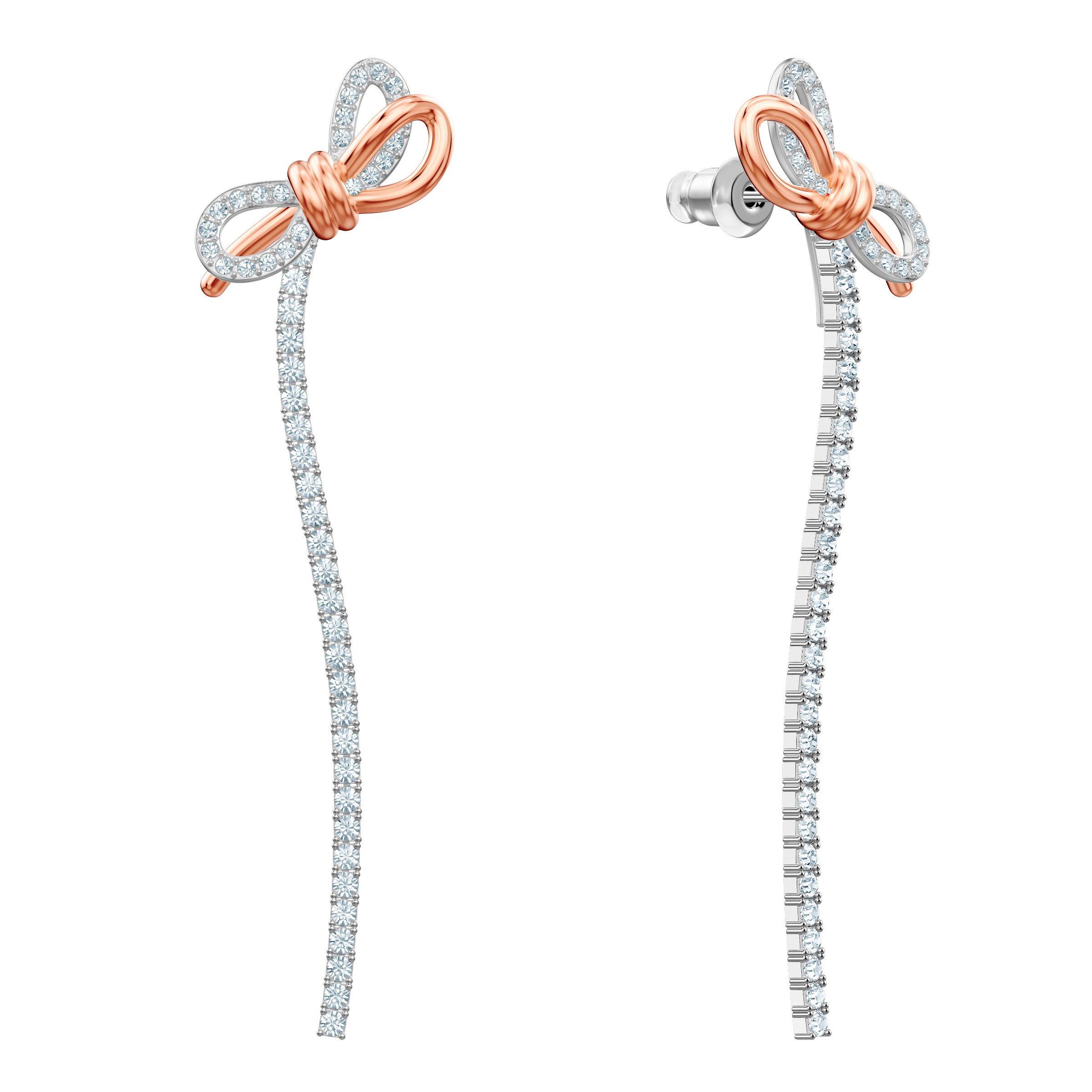 Swarovski Lifelong Bow drop earrings, Bow, White, Mixed metal finish