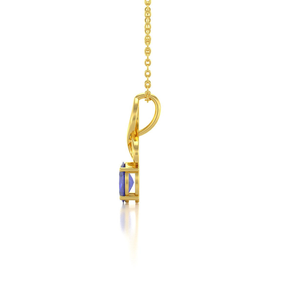 Collier Tanzanite en Or Jaune | 0.85gr | Pendentif Raffiné avec Chaîne en Or - Aden