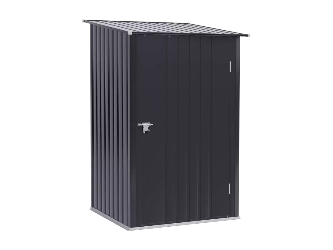 Abri de jardin - remise pour outils - cabanon porte verrouillable - dim. 1L x 1,03l x 1,6H m - tôle d'acier ondulée anthracite