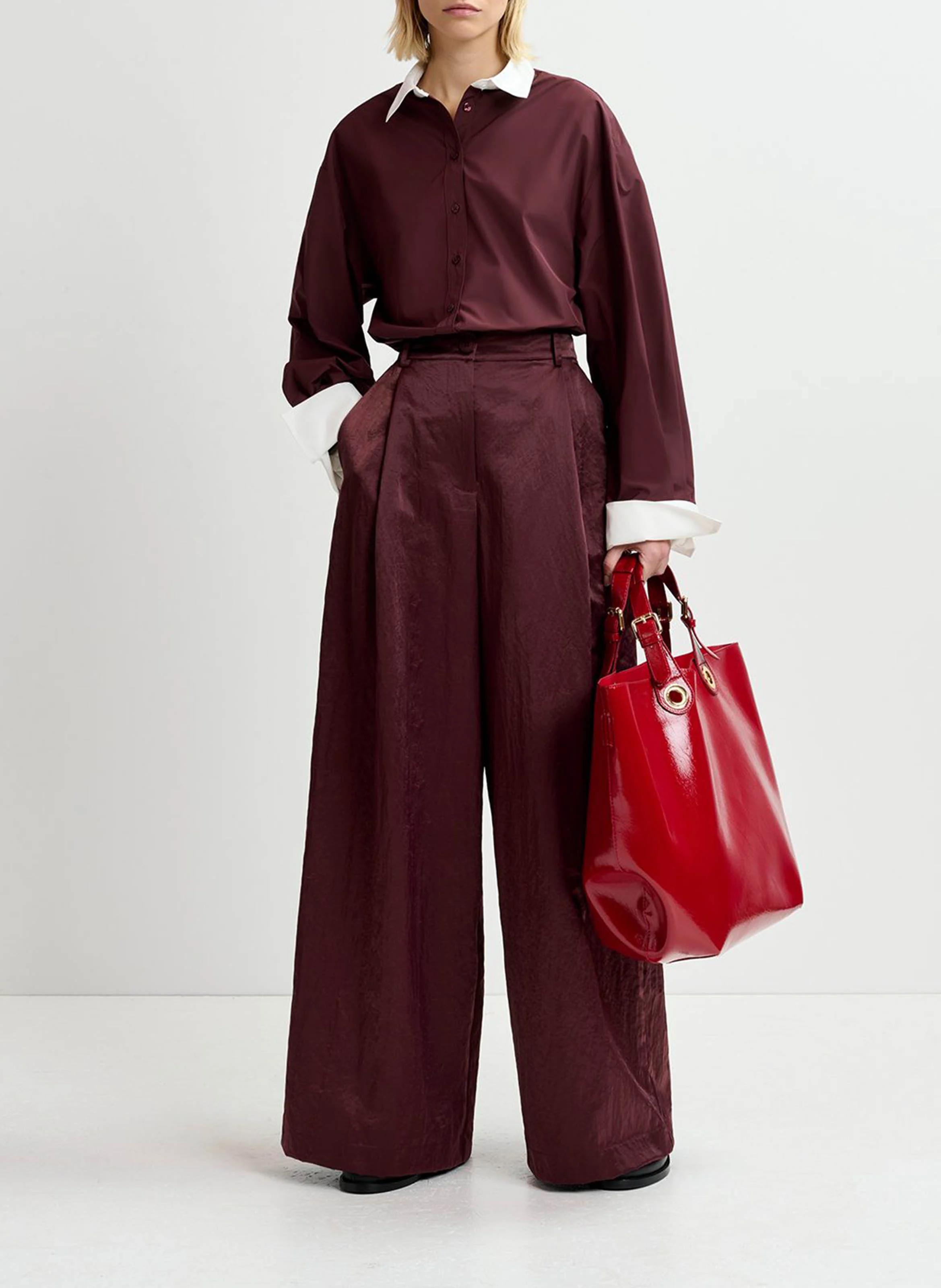 GAZPACHO - Pantalon large satiné | Rouge