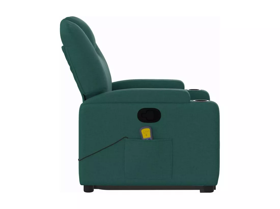 Fauteuil inclinable massant Vert foncé Tissu