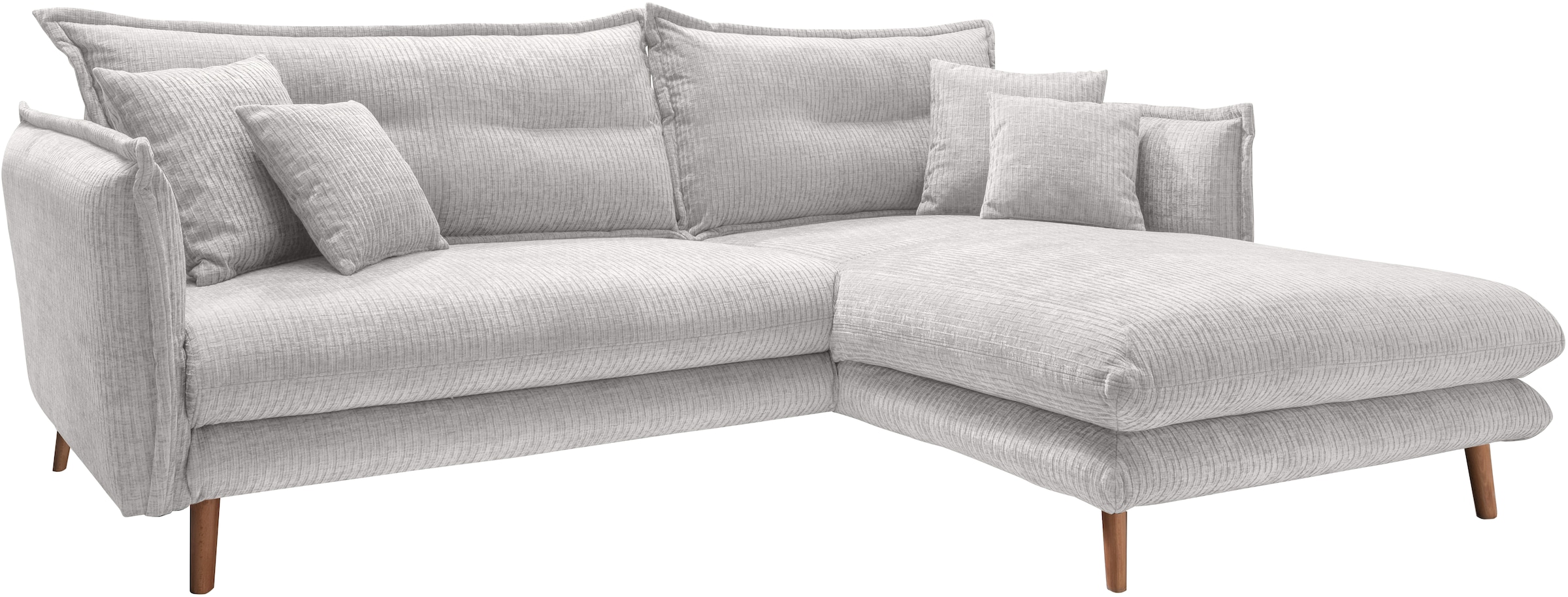 INOSIGN Ecksofa »Lazio modern und bequem, schmale Armlehnen, tolle Detailverarbeitung« zwei verschiedene Fussfarben wählbar