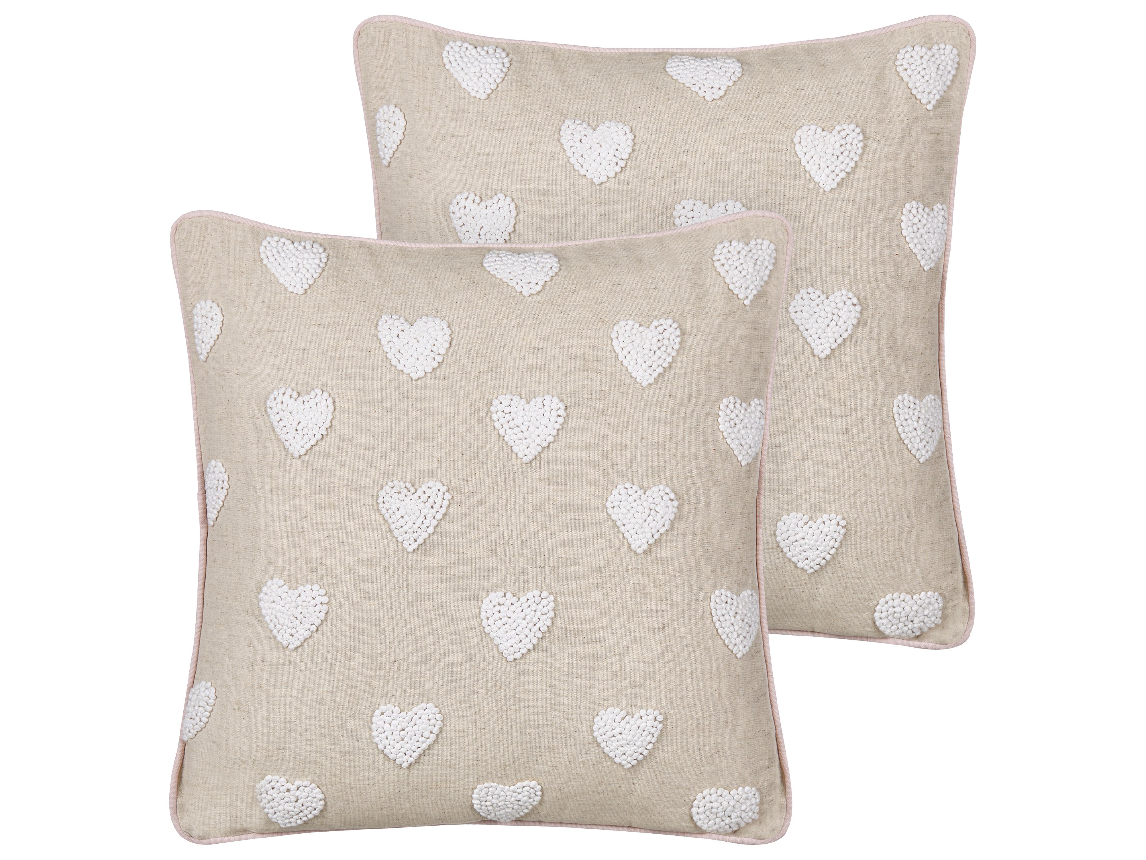 Set van 2 sierkussens GAZANIA Katoen 45 x 45 cm Beige