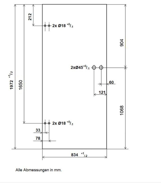 Glazen deur 834x1972mm blokstreep zwart + glasdeurbeslag