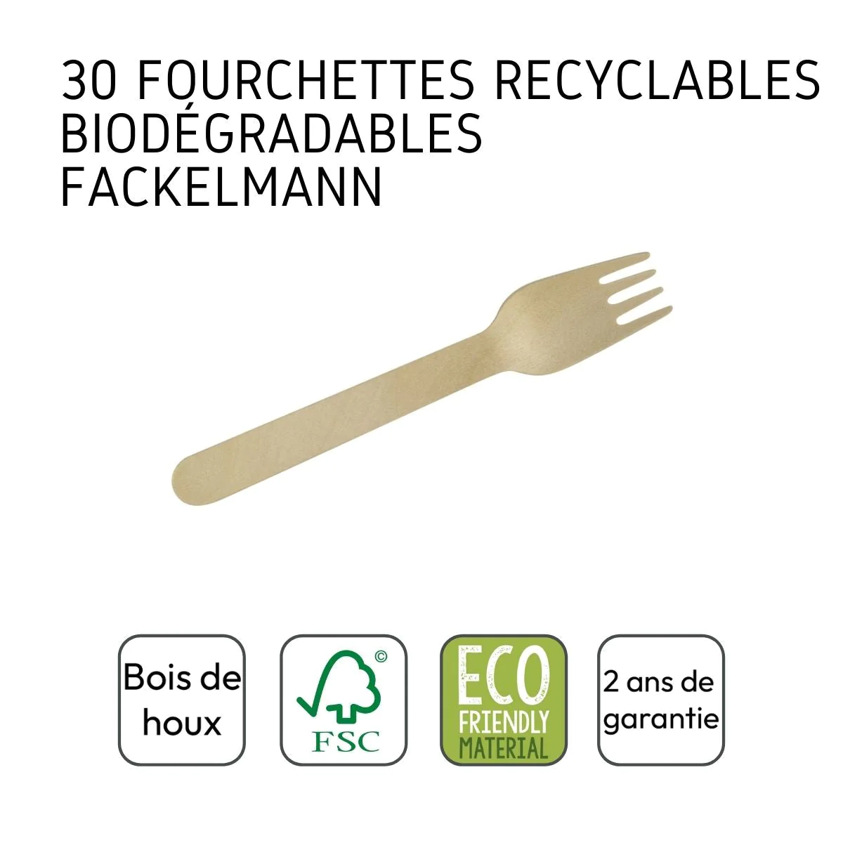 Lot de 30 fourchette en bois jetables Fackelmann Move Fackelmann