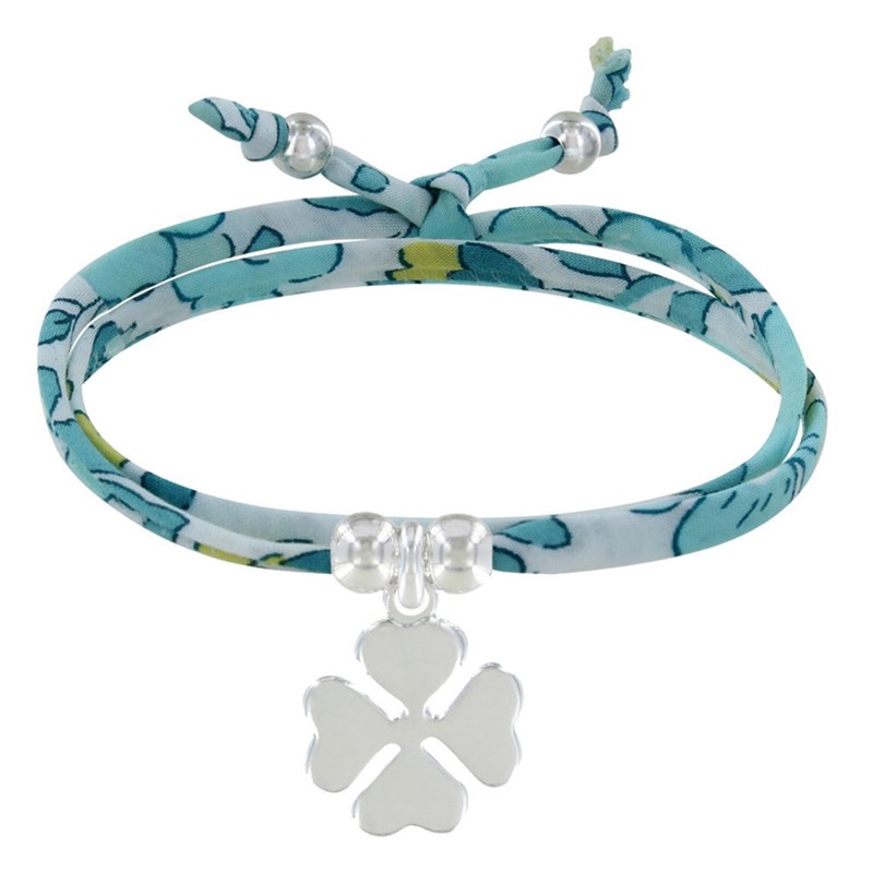 Bracelet Double Tour Lien Liberty et Trèfle Argent - Classics - Vert
