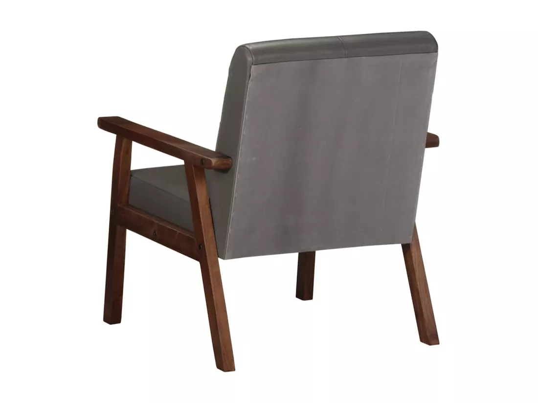 Fauteuil gris cuir véritable