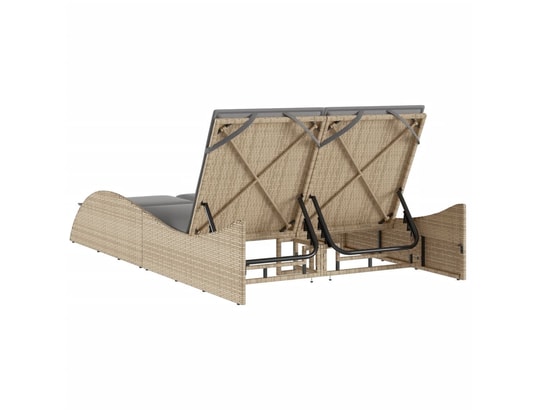 VIDAXL - Bain de soleil Chaise longue avec coussins beige 114x205x73 cm résine tress...