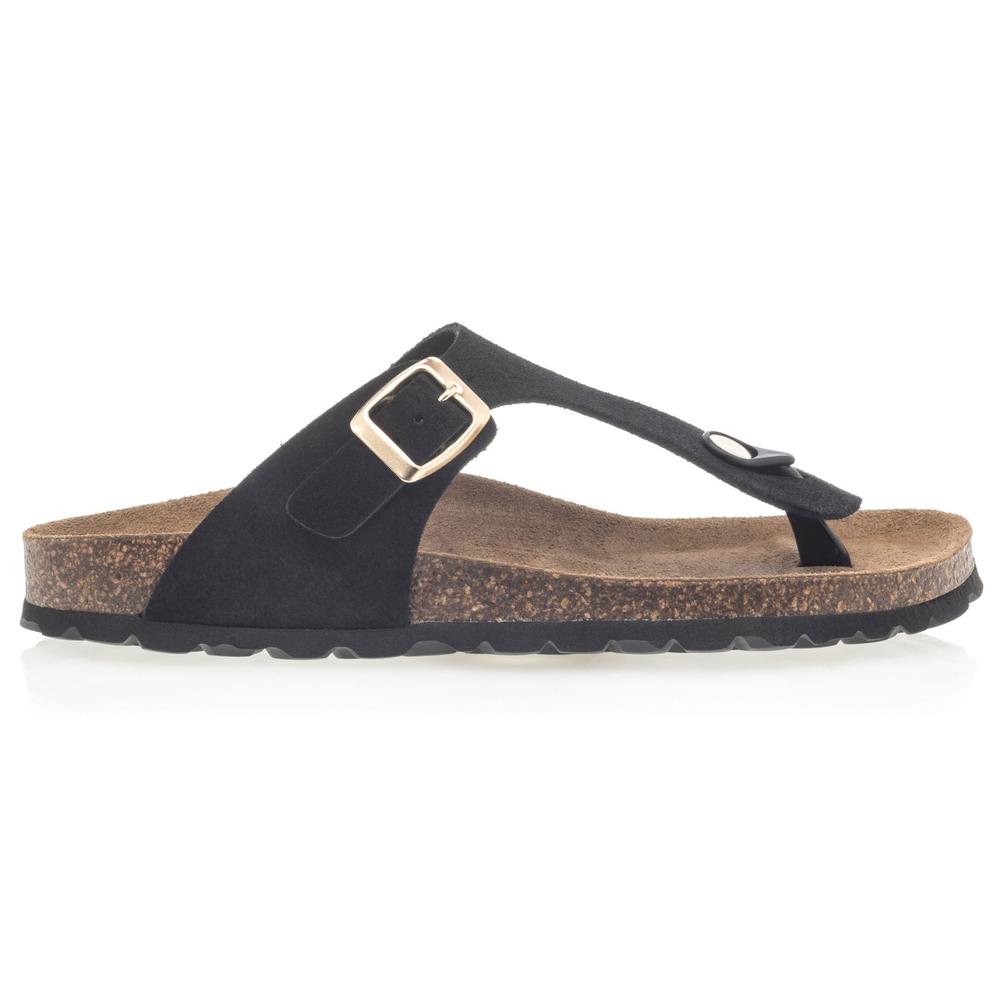 Mules semelle liège Femme en cuir noir