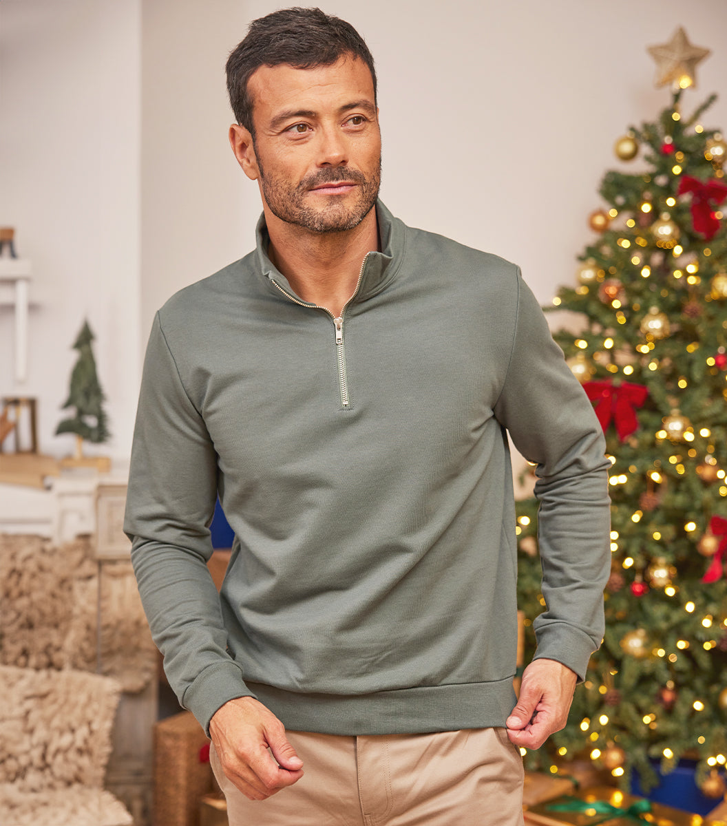 Sweat Camionneur Homme Sauge - Intemporel