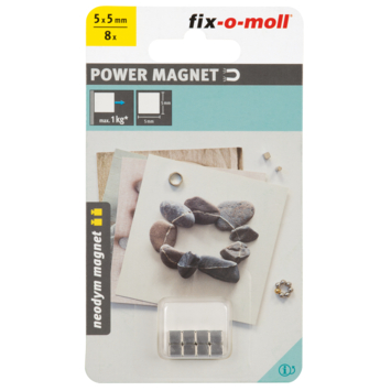 Magneet kubus Neodymium zilver 5x5mm 8 stuks