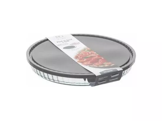 Plat rond en verre avec couvercle - D 27 cm