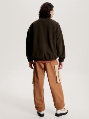 Moletom oversized de lã polar com meio zíper