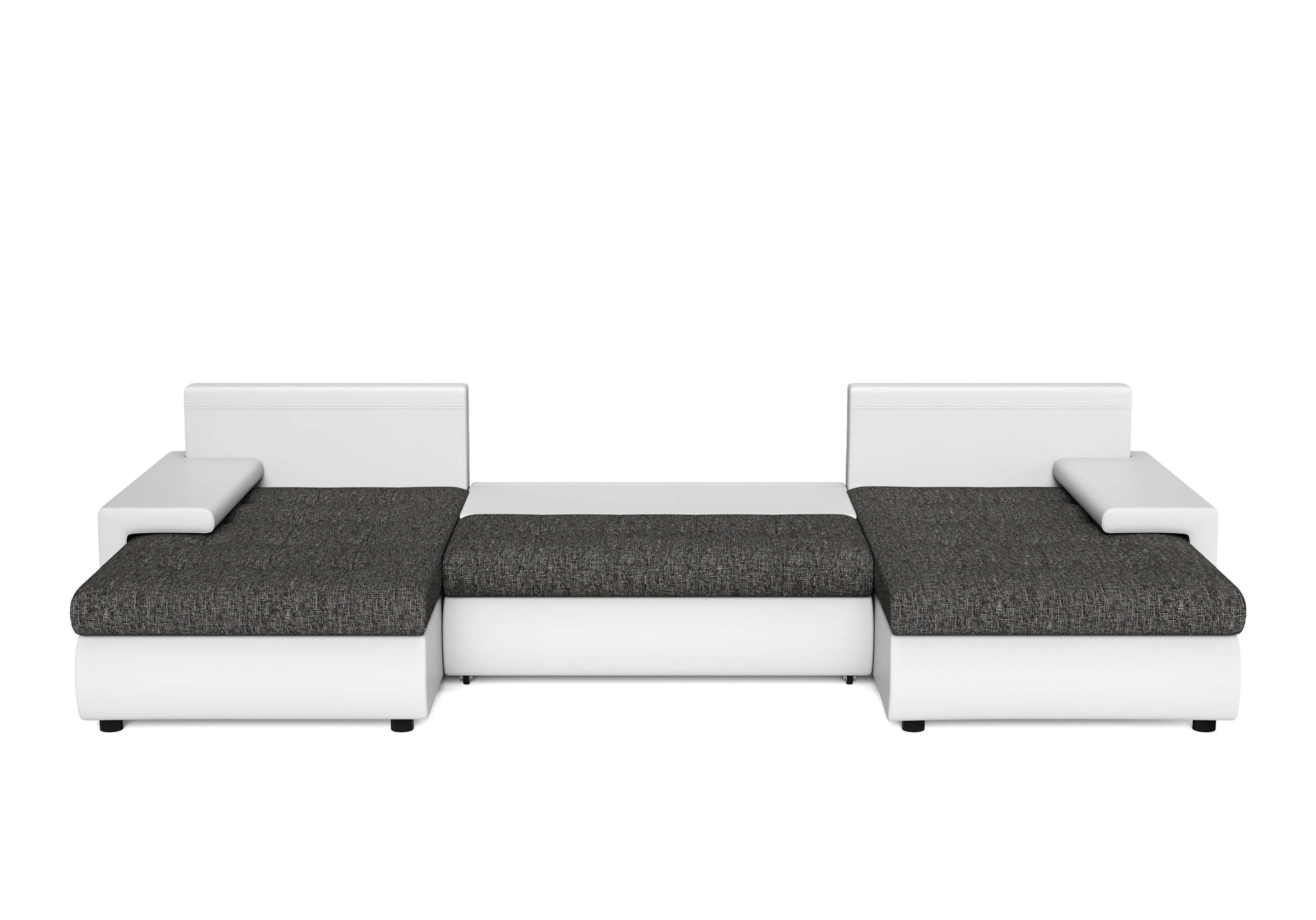 Sofa mit Schlaffunktion LANCONI U-Form schwarz/weiss