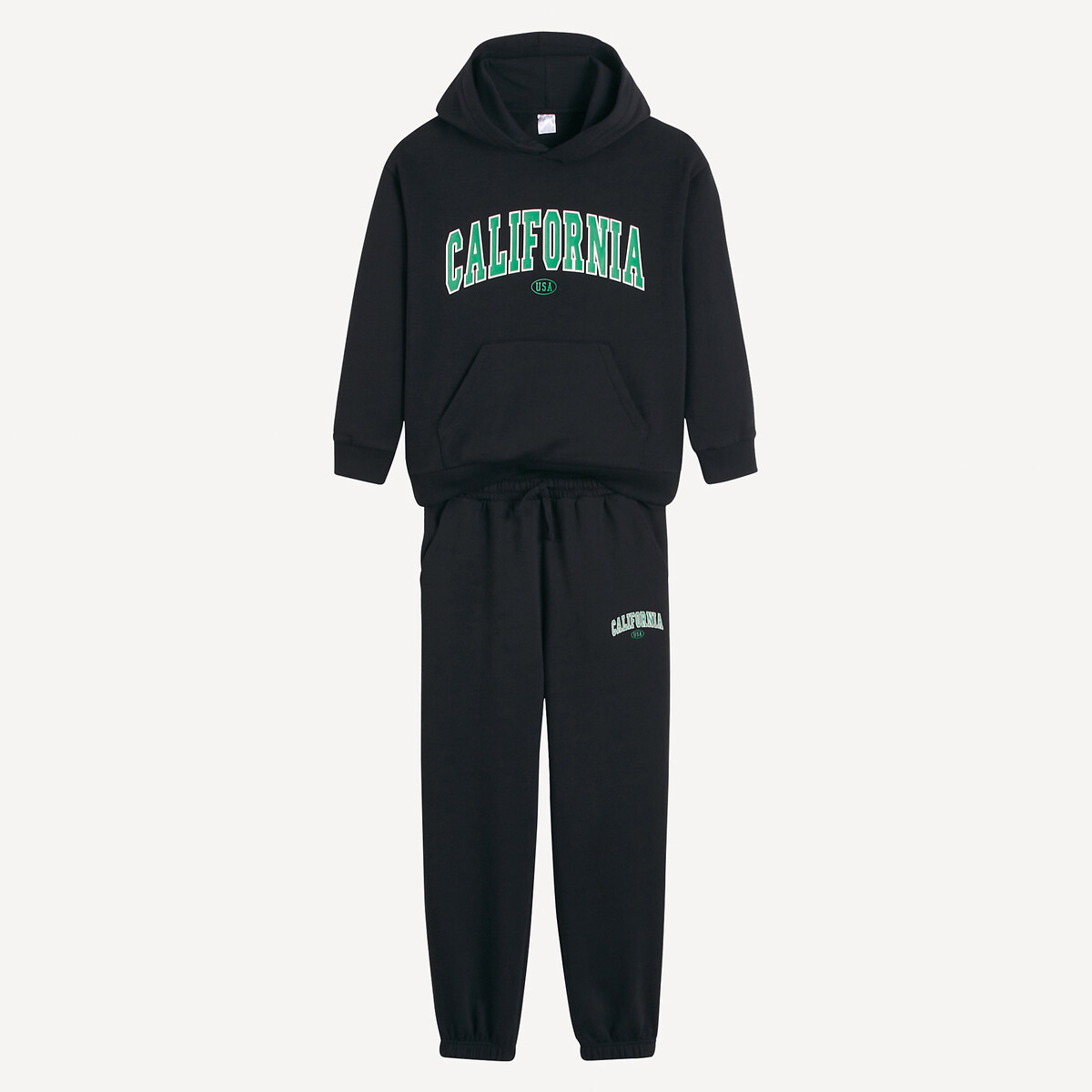 COLEÇÃO LA REDOUTE<br>Conjunto de 2 peças, moletom com capuz e calça de moletom fleece