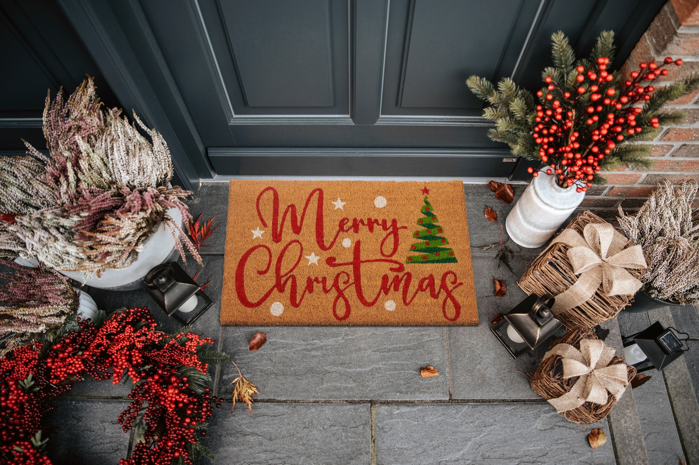 HANSE Home Fussmatte »Kokos Merry Christmas Tree, Türmatte« rechteckig 15 mm Höhe Schmutzfangmatte, Rutschfest, Outdoor, Weihnachten, Kokosmatte, Flur
