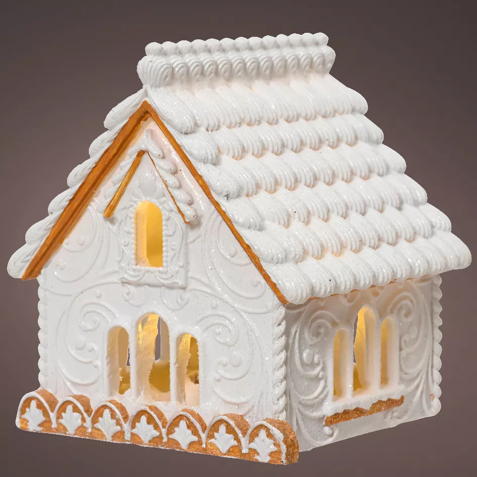 Maison lumineuse à piles (H10 cm) Gâteau à la crème Blanc chaud
