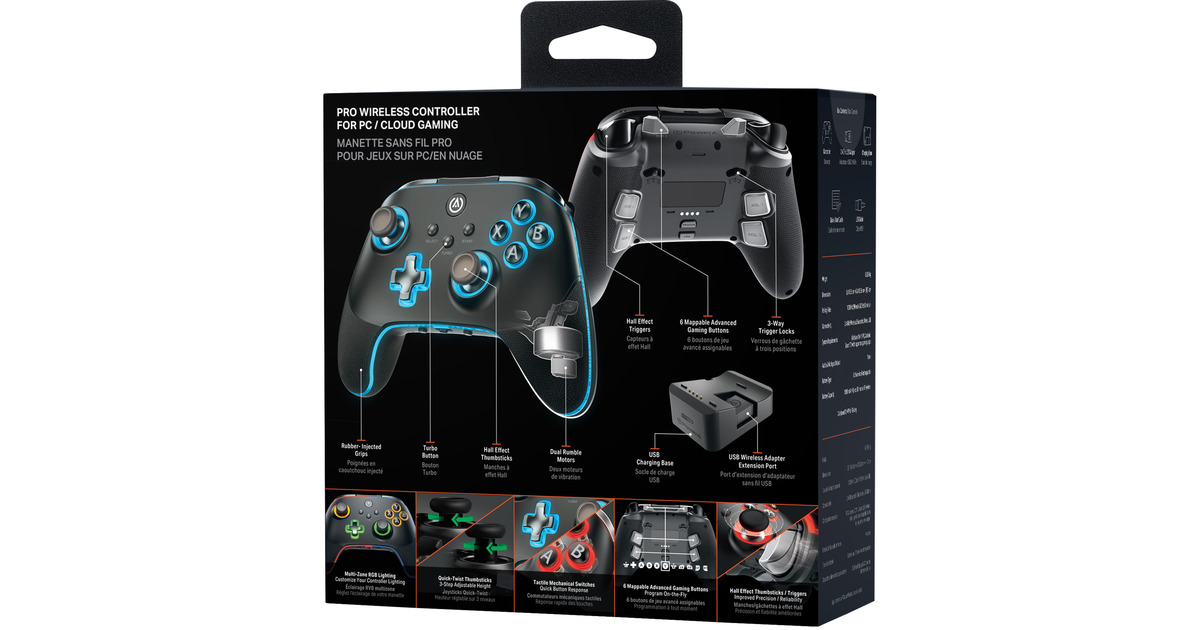 PowerAOPS v3 Pro Wireless Controller for PC and Cloud Gaming with Lumectra  (Zwart, 2.4 GHz, Bluetooth, USB-C)