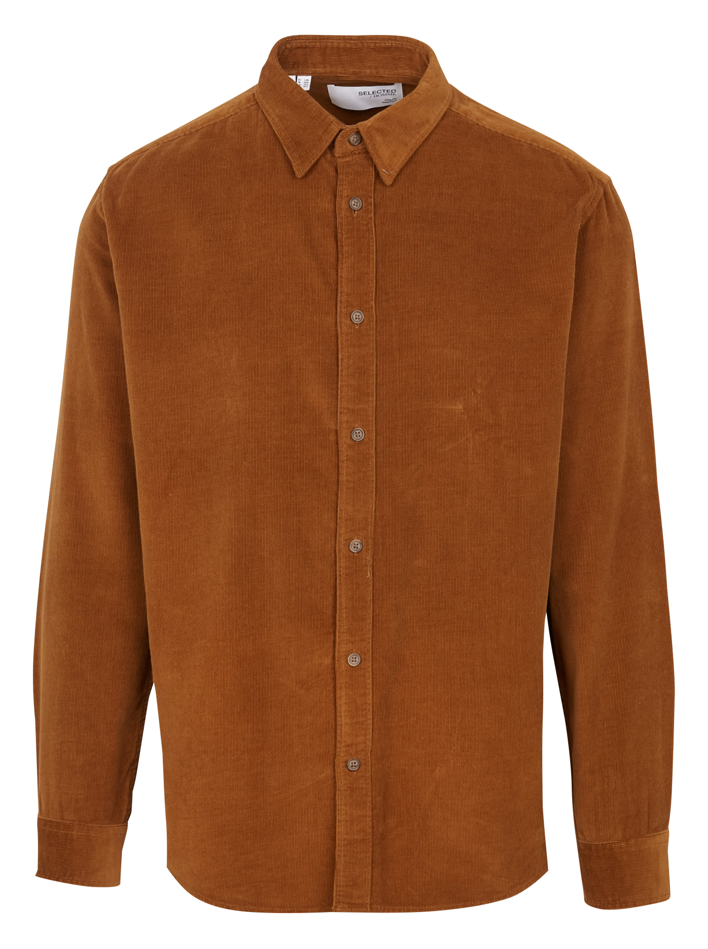 Chemise col classique en coton mélangé| Marron