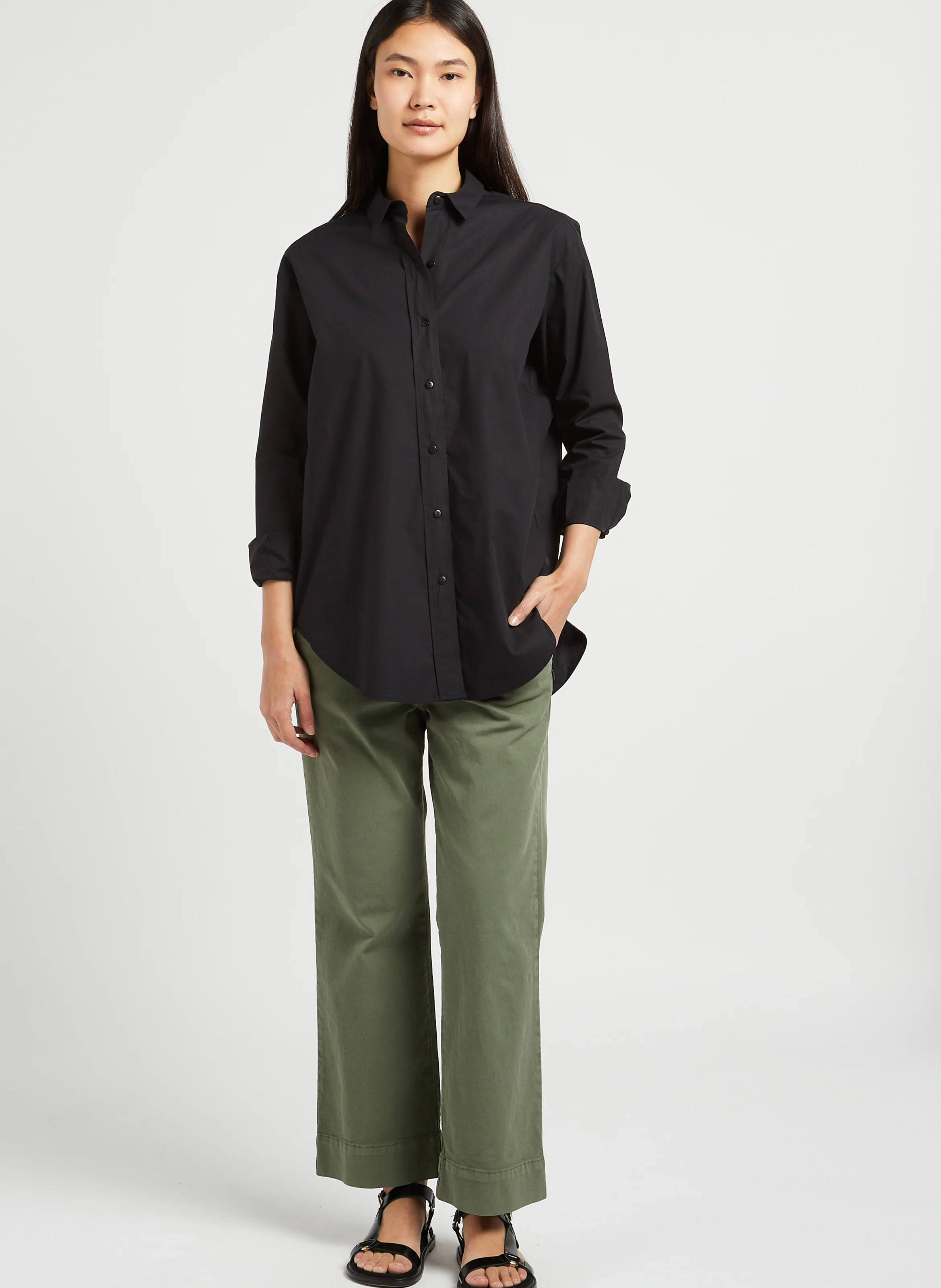 Chemise ample en coton | Noir
