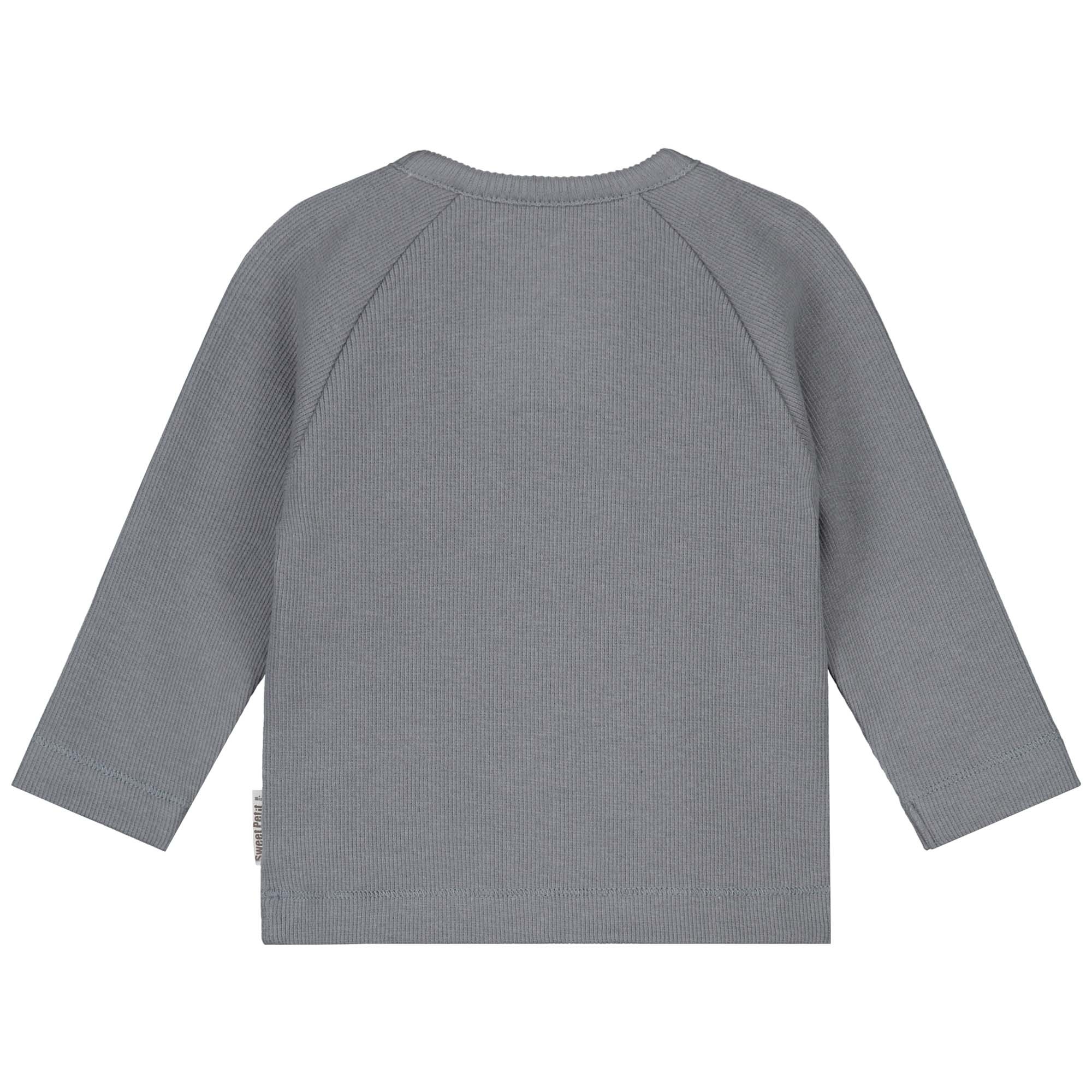 Sweet Petit Mini overslagshirt rib lange mouwen effen grijs
