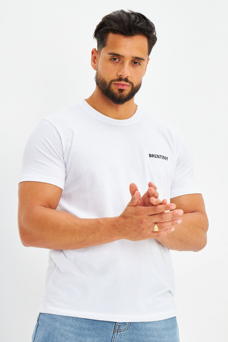 T-shirt basique logo Brentiny brodé blanc