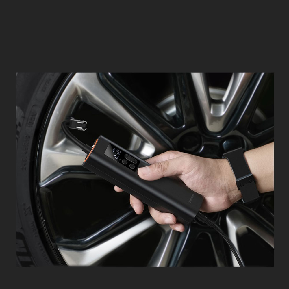 2in1 Elektrische Auto Reifen Pumpe Luftkompressor Druckmesser mit LED Display - Schwarz