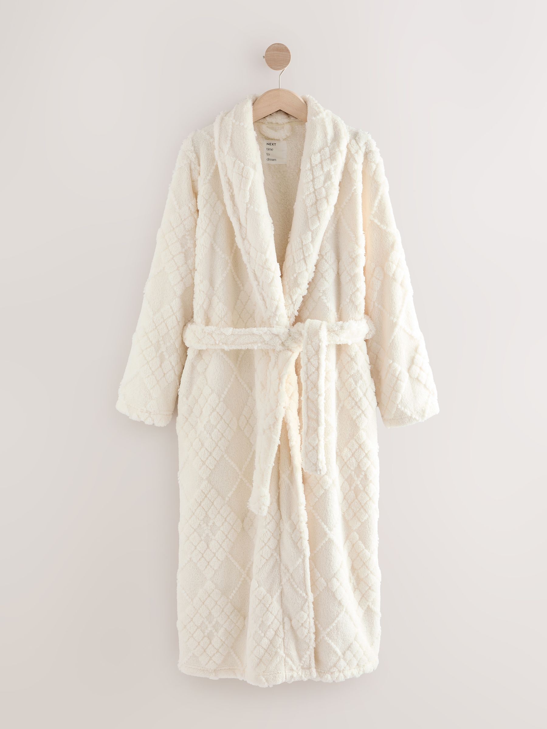 Crème argylepatroon - Behaaglijke fleece badjas