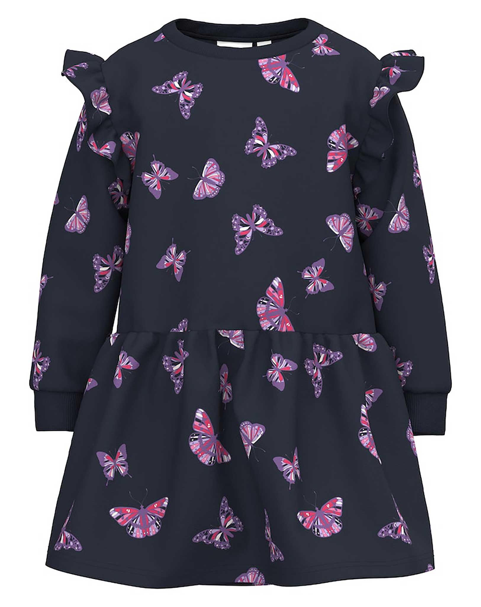 Langarmkleid NMFTASJA SCHMETTERLINGE in dark sapphire