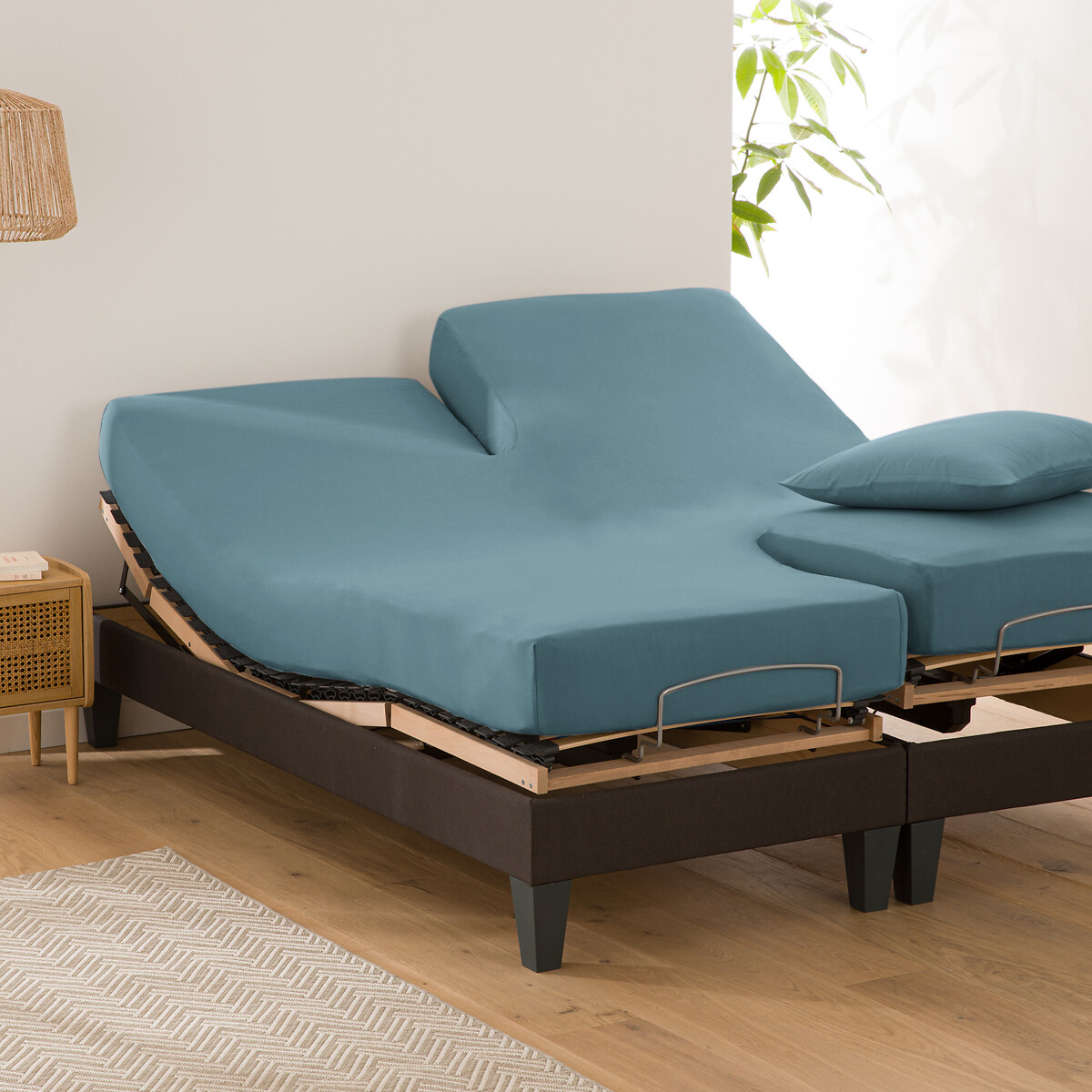 LA REDOUTE INTERIEURS<br>Lençol de algodão liso com elástico, base de cama ajustável, Scenario