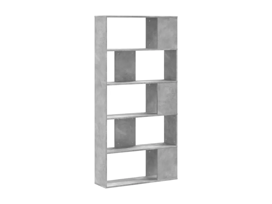 Bibliothèque 5 niveaux gris béton bois d'ingénierie