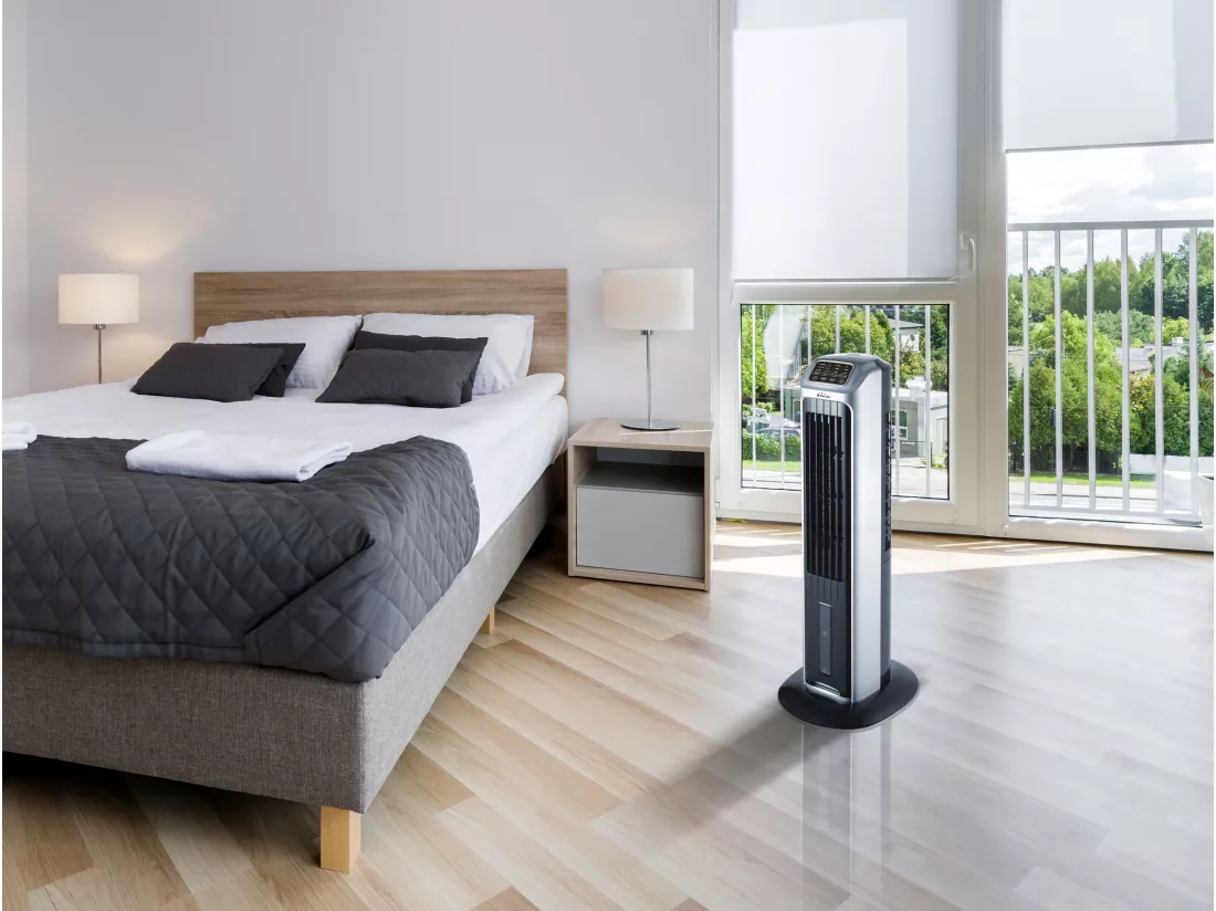 Rafraichisseur d'air par évaporation à débit élevé et chauffage