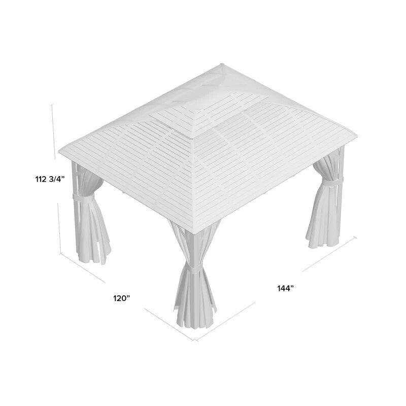 Gazebo de alumínio para pátio Barreras, 3,65 m de largura x 3 m de profundidade