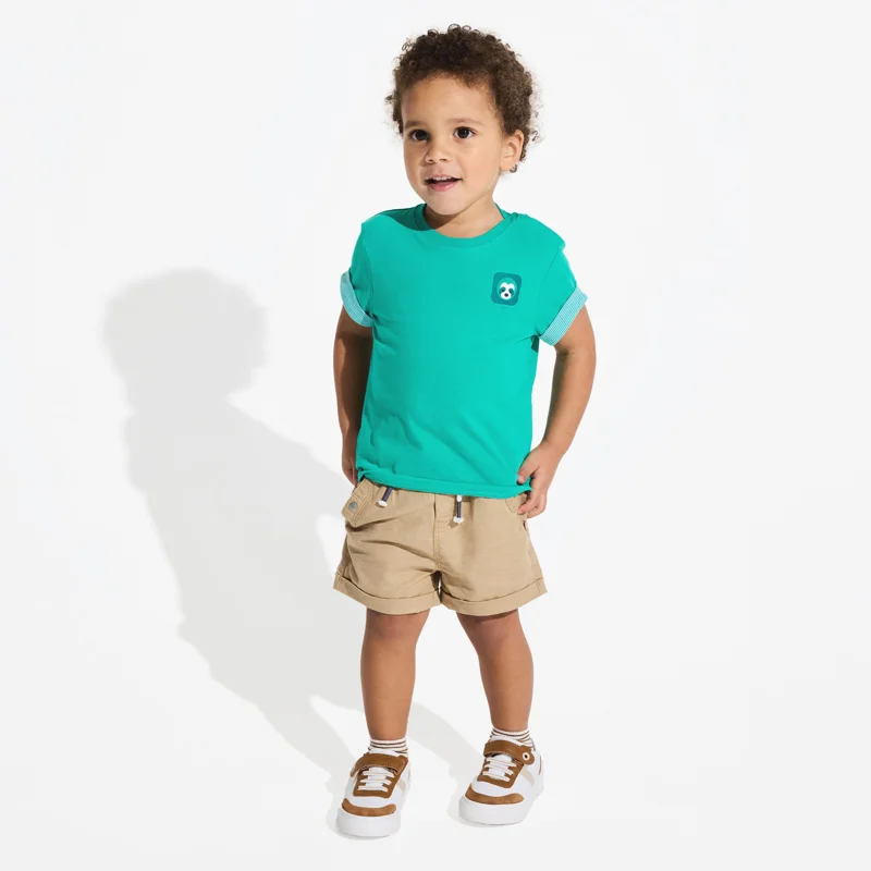 Short en lin et coton beige bébé garçon Beige