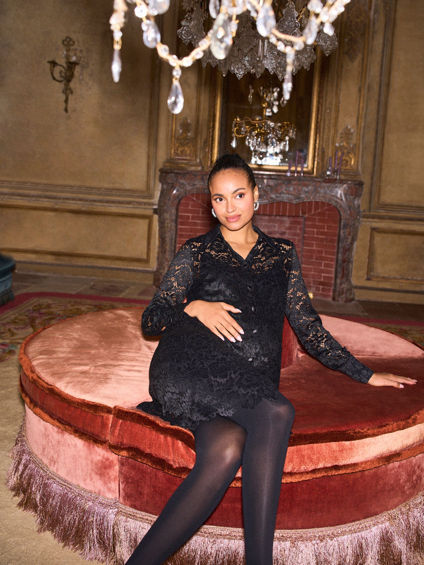 Seraphine Maternity & Nursing Lace Tunic Dress
