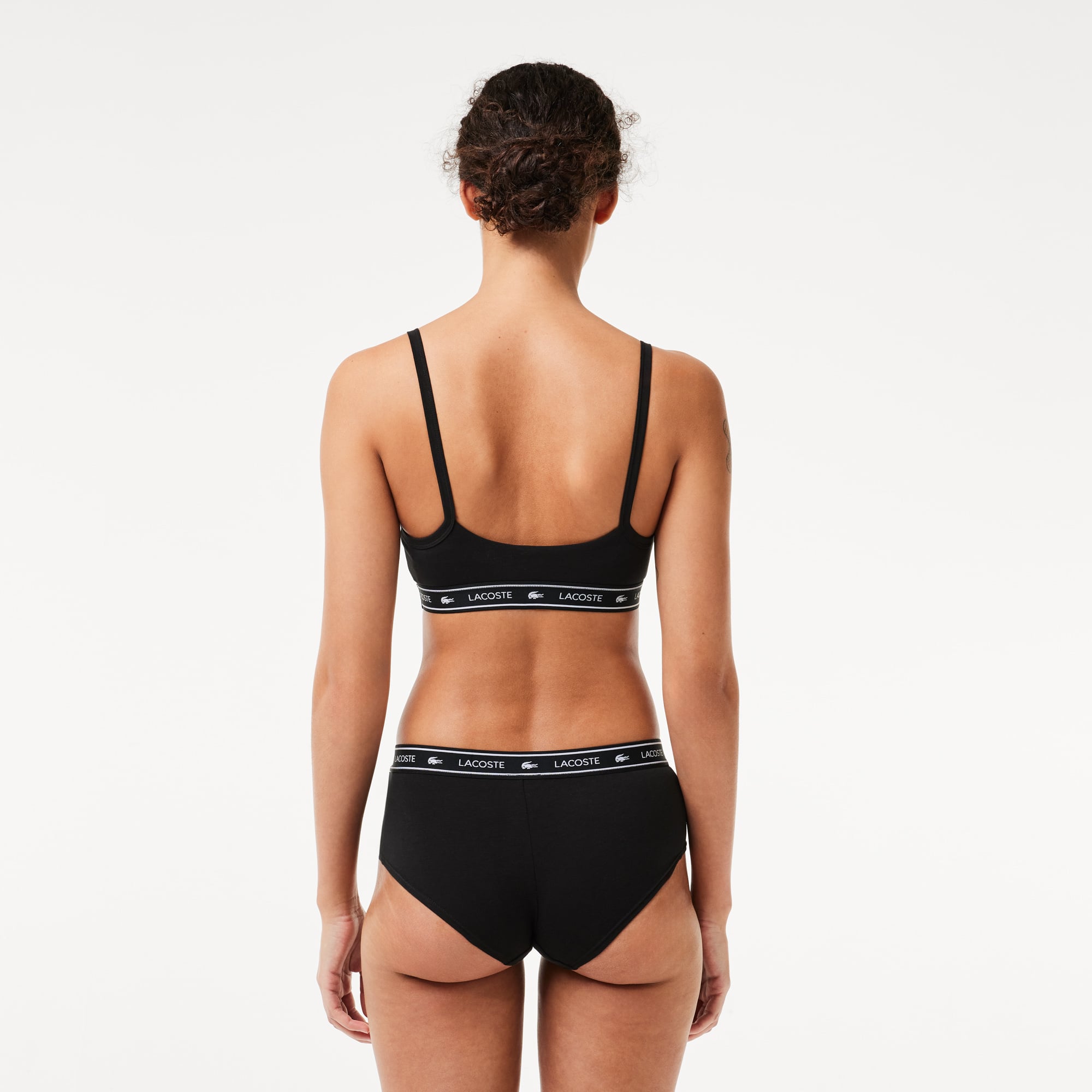 Shorty avec ceinture siglée en coton stretch Culottes & bas - Noir - Lacoste - Femme