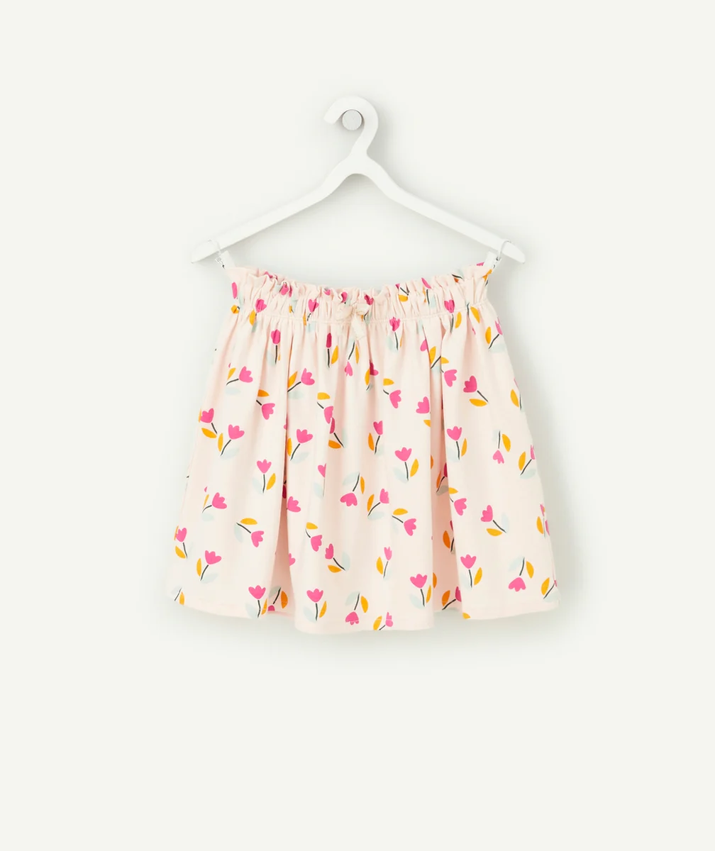 JUPE TOURNANTE FILLE ROSE AVEC FLEURS IMPRIMÉES
