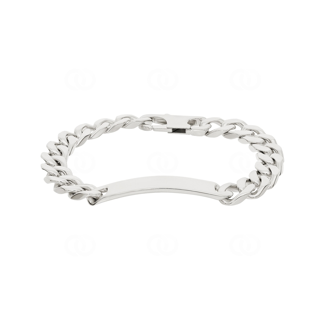 Gravurarmband Panzer 4-seitig 925 Silber rhodiniert 9.0mm