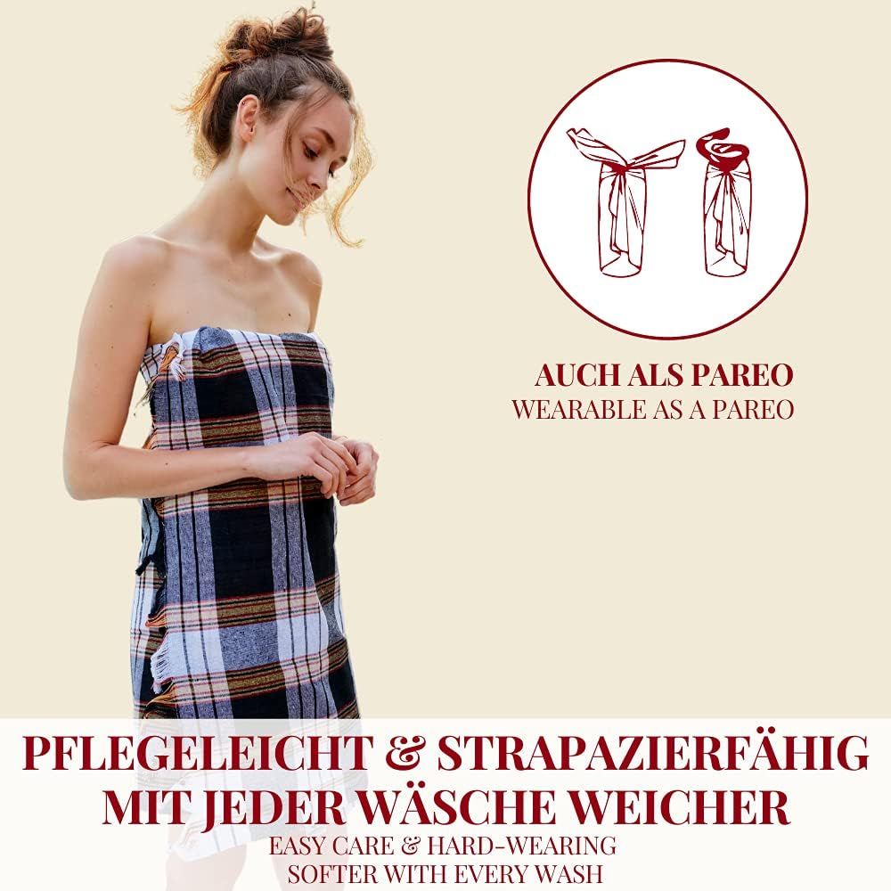 Carenesse Hamamtuch Classic Set Karo schwarz, 80 x 170 cm