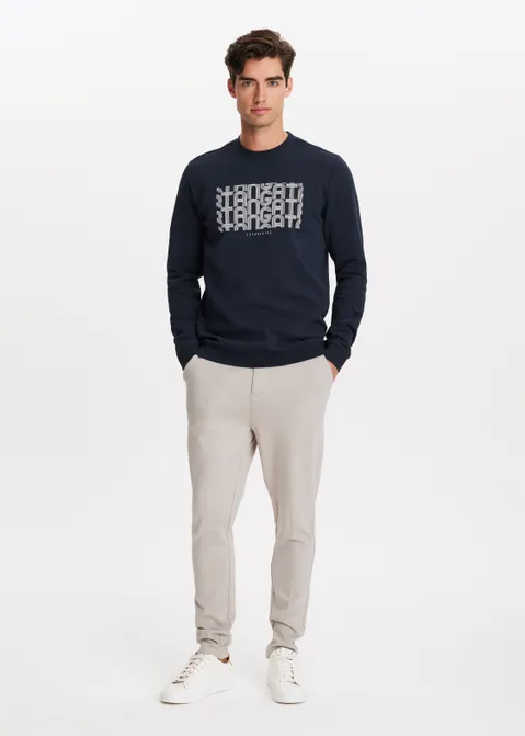 Sweater met merk print blauw (BLW.D)