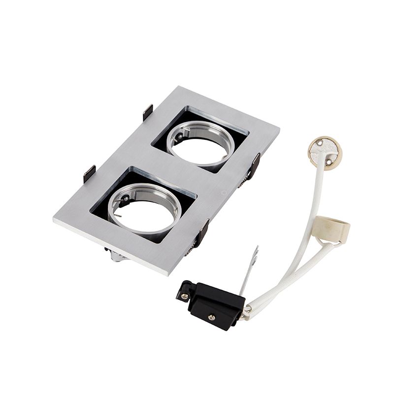 Set van 6 Inbouwspot aluminium rechthoekig 2-lichts - Qure