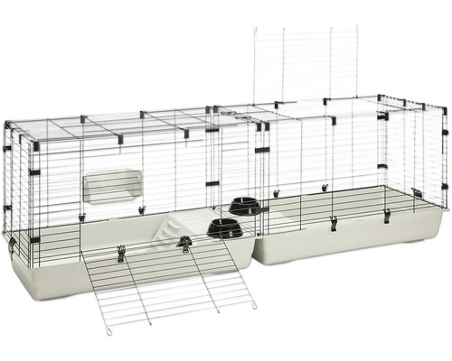 SAVIC Cubix 200 knaagdierkooi, ca. 200 x 50 x 63,5 cm, opvouwbaar, voor kleine knaagdieren, grijs