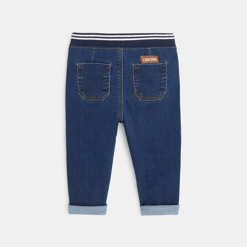 Jean knit-denim taille élastiquée bleu bébé garçon