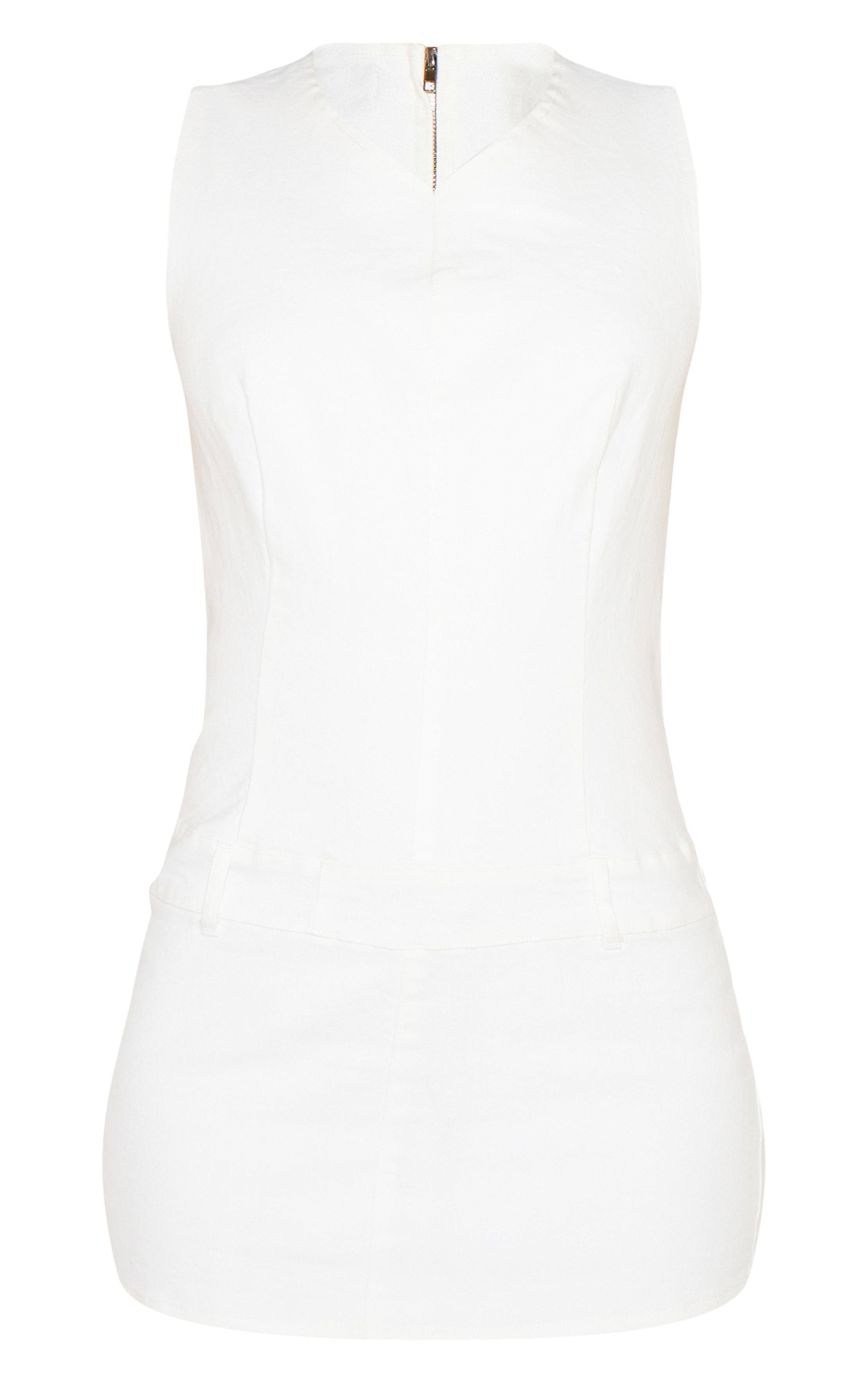 Blanc Robe Mini En Denim Stretch Ajustée De Style Tailleur