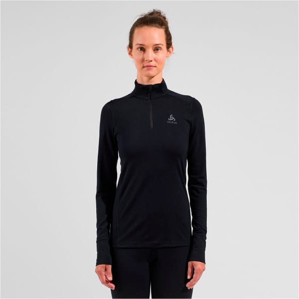 T-shirt thermique ODLO MERINO 200 BL TOP TURTLE NECK L/S HALF ZIP W BLACK
